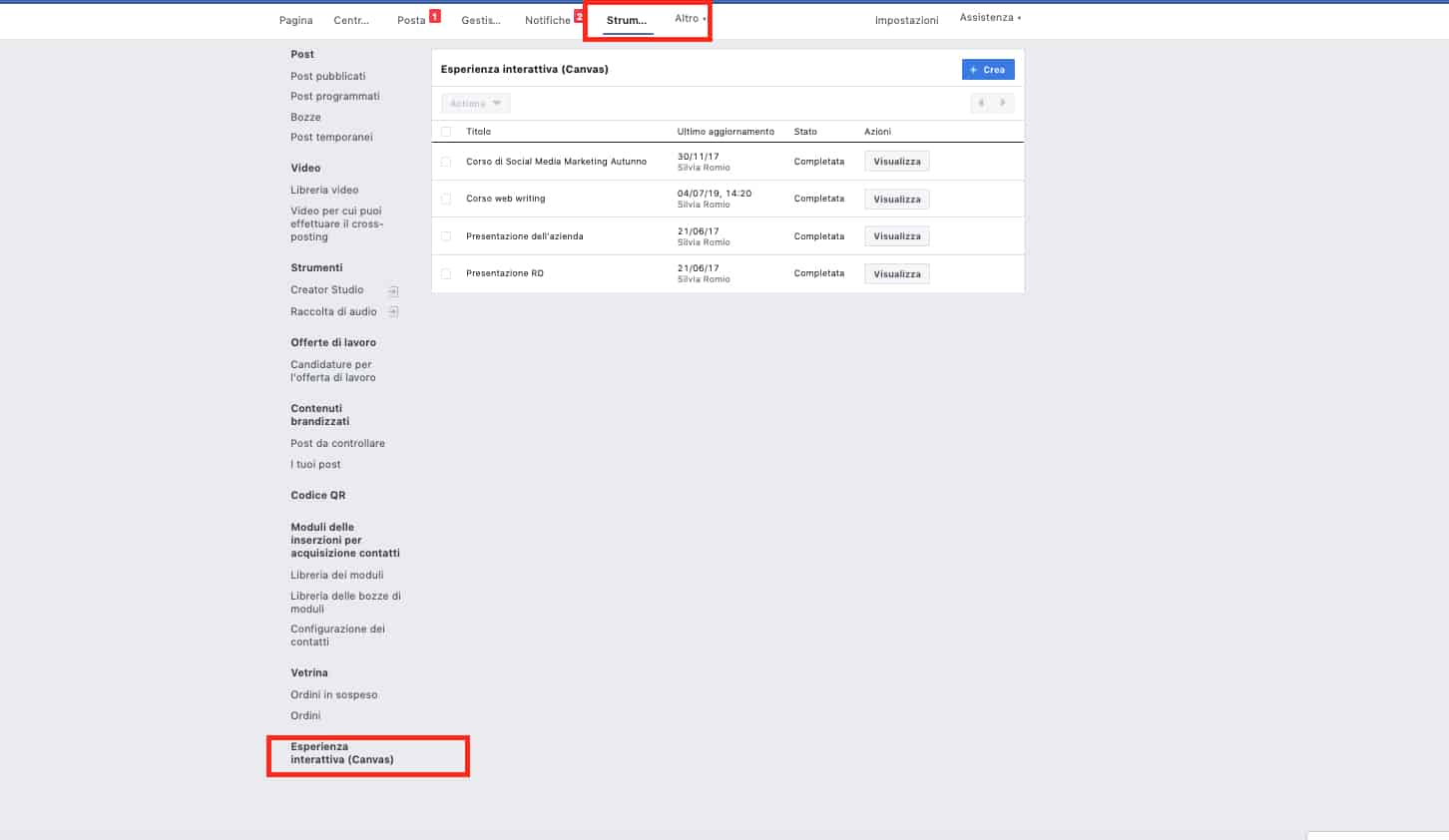 facebook canvas come fare