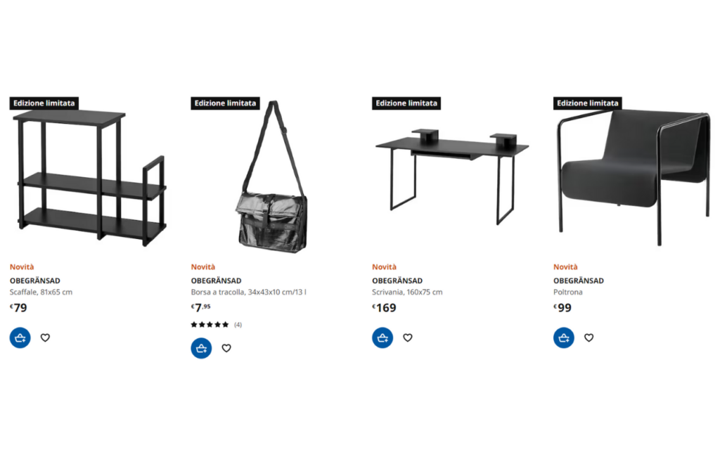 Ikea limited edition, prodotti in catalogo