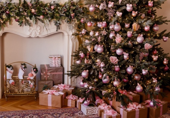 albero di natale rosa