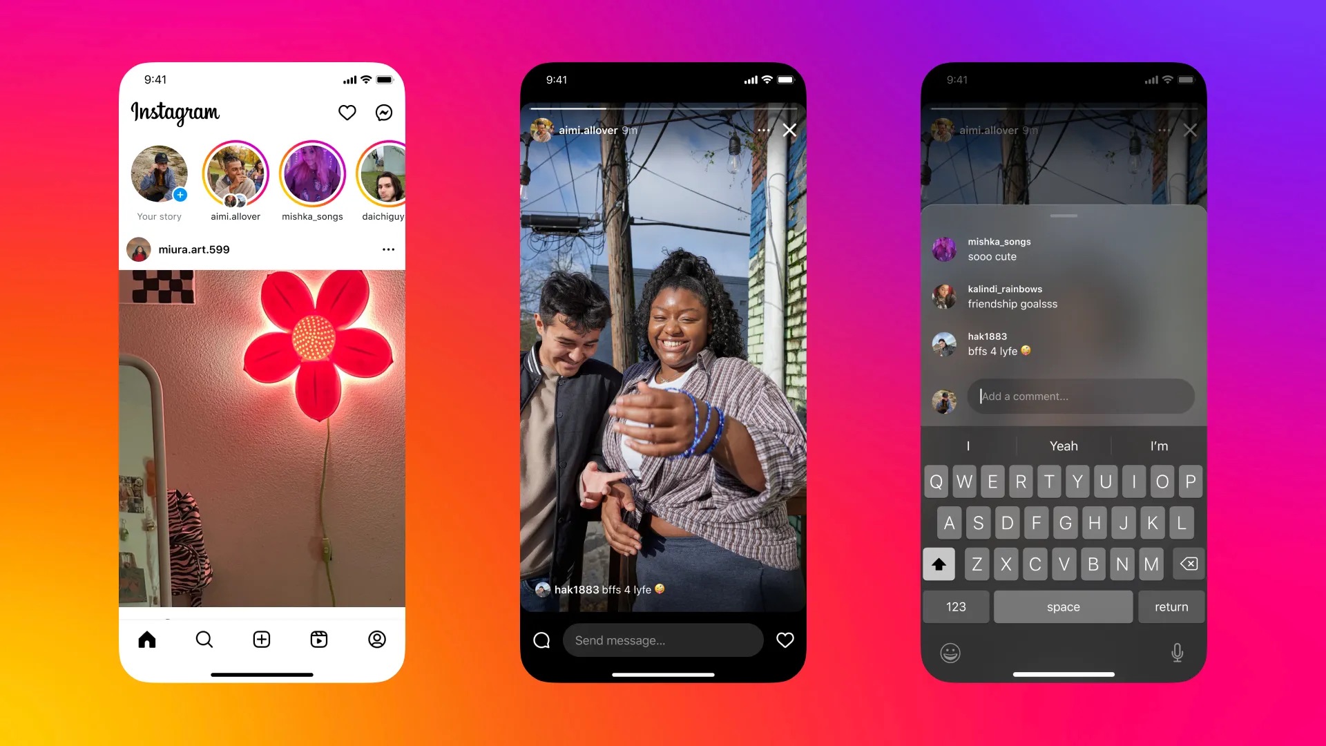 sfondi colorati sulle note di instagram